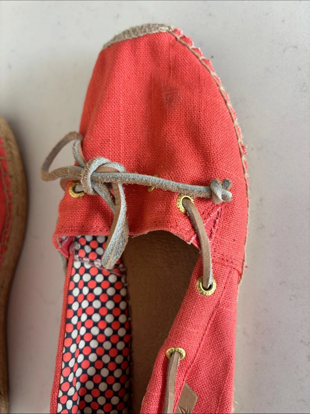 Sperry Salmon  Canvas Espadrille Boat Shoes -